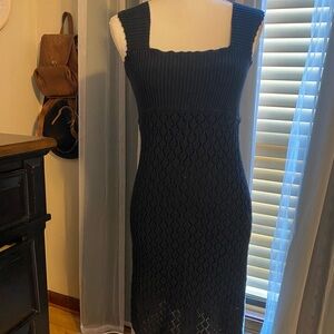 Vintage 90’s black crochet knit mini dress